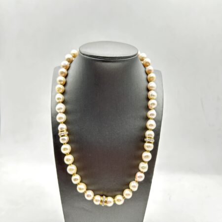 Colier aur de 14k cu dimante si perle naturale